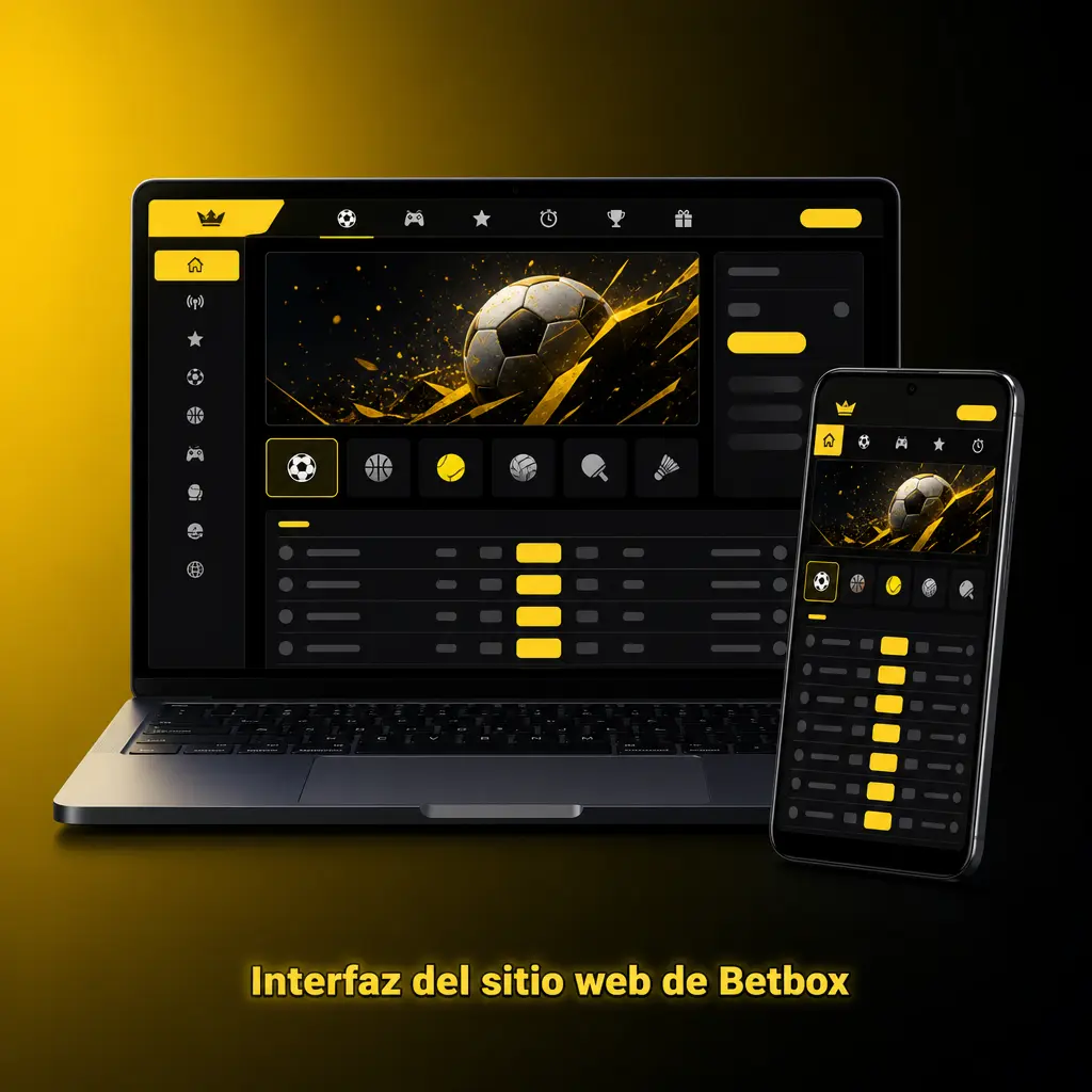 Interfaz del sitio web de Betbox mostrando la barra de navegación